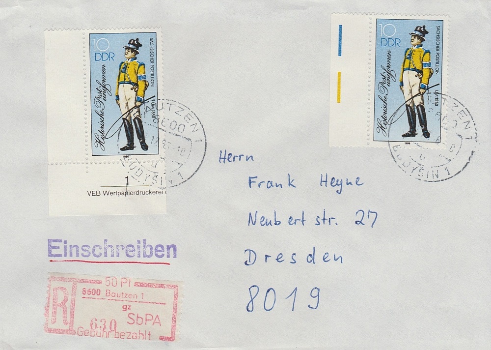 Einschreibbrief vom 10.12.86 mit EM 8600-1 gz